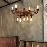 Lámpara de araña vintage de 9 luces expuesta en bronce: ideal para decoración de comedor